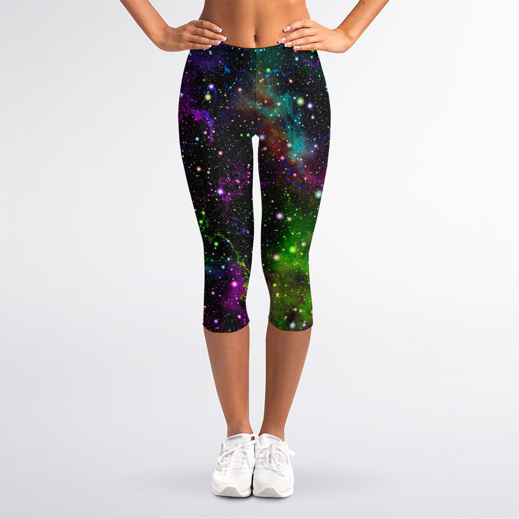 Abstract Dark Galaxy Space Print Women's Capri Leggings