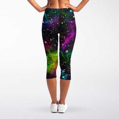 Abstract Dark Galaxy Space Print Women's Capri Leggings