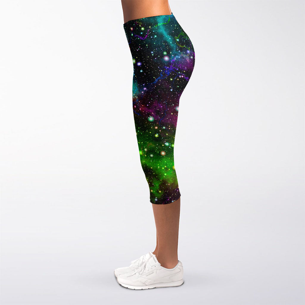 Abstract Dark Galaxy Space Print Women's Capri Leggings