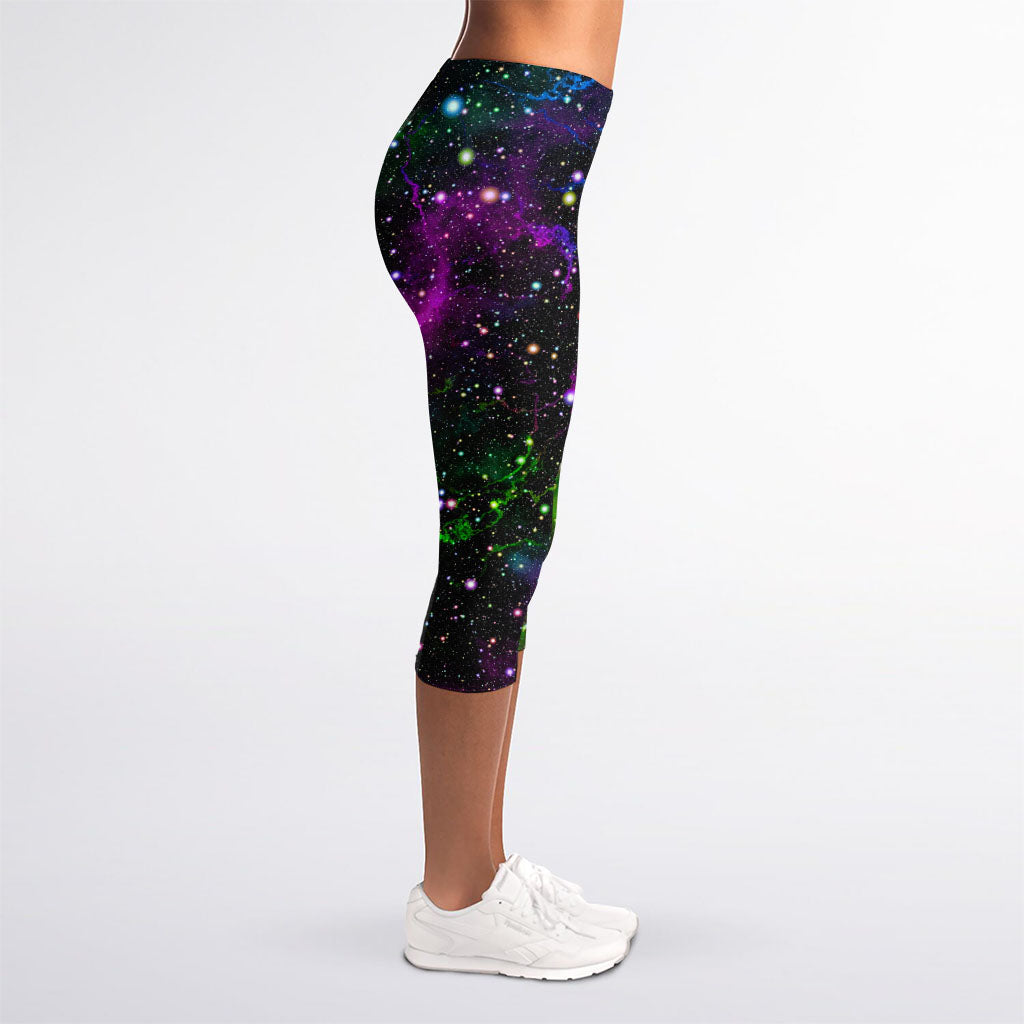 Abstract Dark Galaxy Space Print Women's Capri Leggings