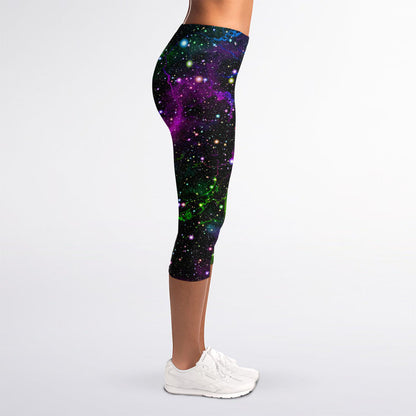 Abstract Dark Galaxy Space Print Women's Capri Leggings