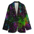 Abstract Dark Galaxy Space Print Women's Cotton Blazer