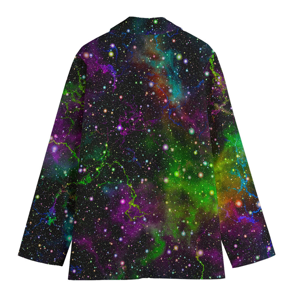 Abstract Dark Galaxy Space Print Women's Cotton Blazer