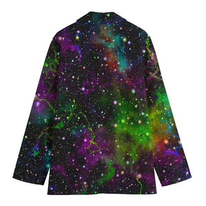 Abstract Dark Galaxy Space Print Women's Cotton Blazer