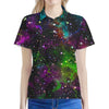 Abstract Dark Galaxy Space Print Women's Polo Shirt