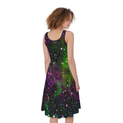 Abstract Dark Galaxy Space Print Women's Sleeveless Dress