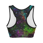 Abstract Dark Galaxy Space Print Women's Sports Bra
