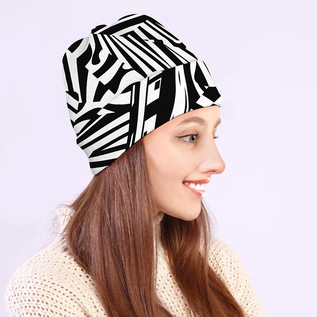 Abstract Dazzle Pattern Print Beanie