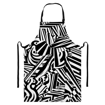 Abstract Dazzle Pattern Print Bib Apron With Pocket