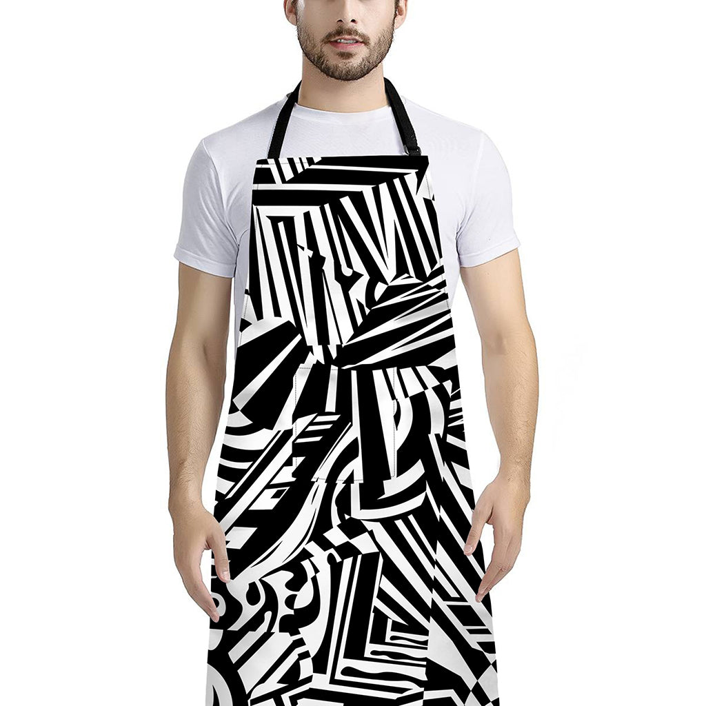 Abstract Dazzle Pattern Print Bib Apron With Pocket