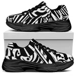 Abstract Dazzle Pattern Print Black Chunky Shoes