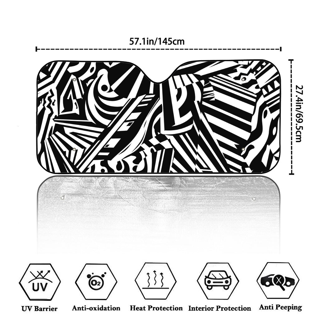 Abstract Dazzle Pattern Print Car Windshield Sun Shade