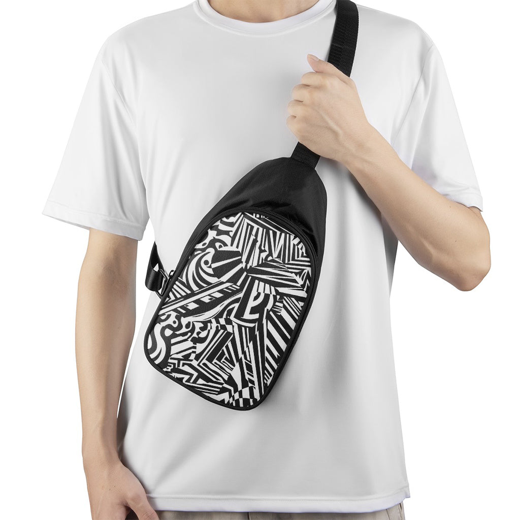 Abstract Dazzle Pattern Print Chest Bag