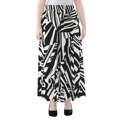 Abstract Dazzle Pattern Print Chiffon Maxi Skirt
