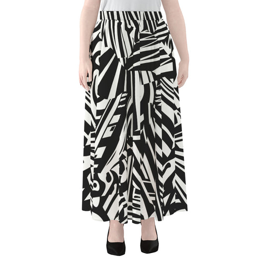 Abstract Dazzle Pattern Print Chiffon Maxi Skirt