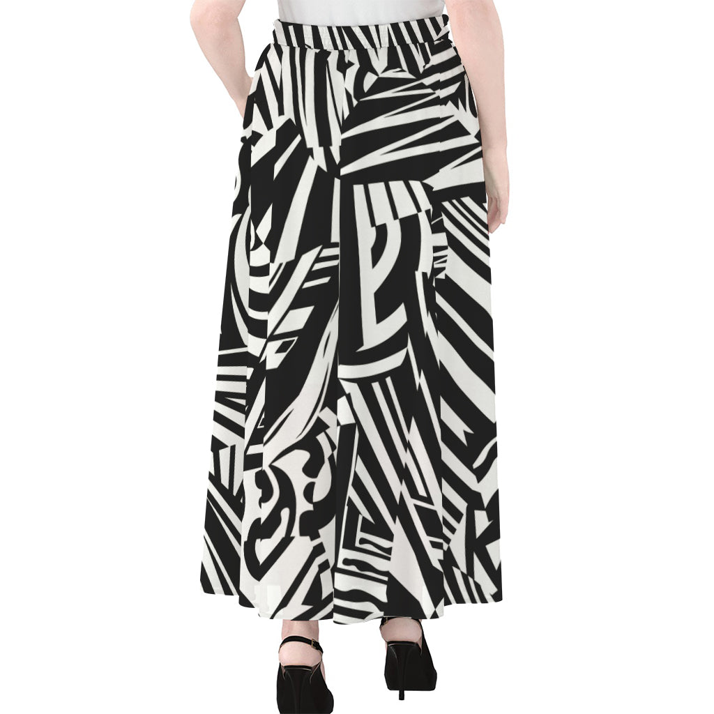 Abstract Dazzle Pattern Print Chiffon Maxi Skirt
