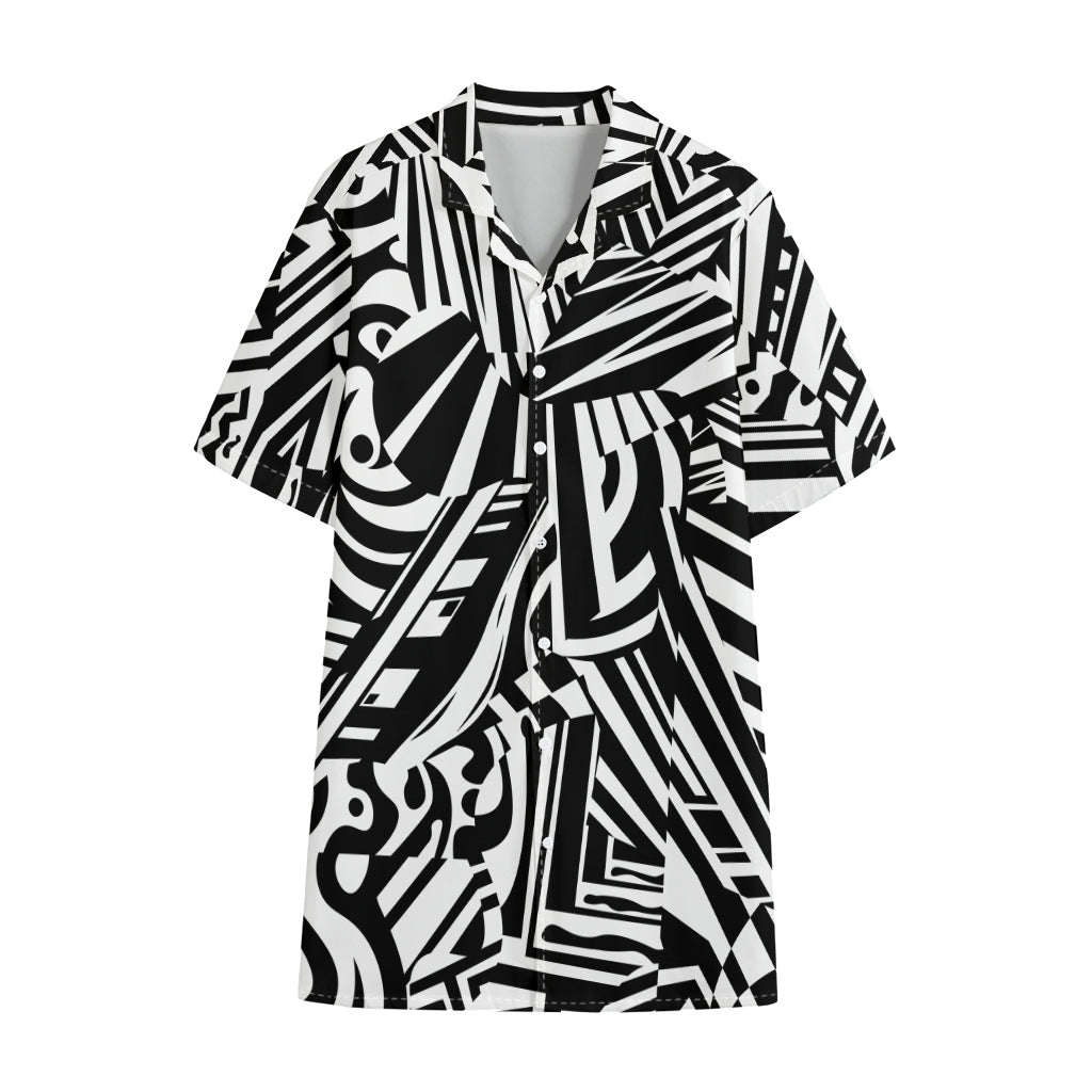 Abstract Dazzle Pattern Print Cotton Hawaiian Shirt