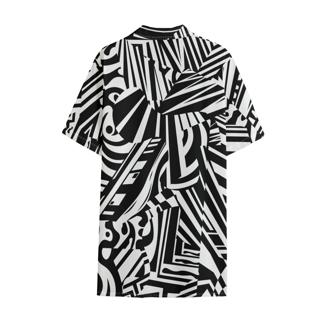 Abstract Dazzle Pattern Print Cotton Hawaiian Shirt