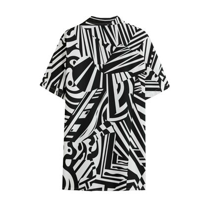Abstract Dazzle Pattern Print Cotton Hawaiian Shirt