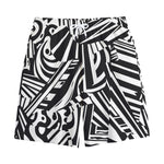 Abstract Dazzle Pattern Print Cotton Shorts