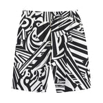 Abstract Dazzle Pattern Print Cotton Shorts