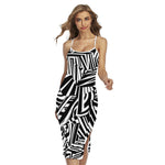 Abstract Dazzle Pattern Print Cross Back Cami Dress
