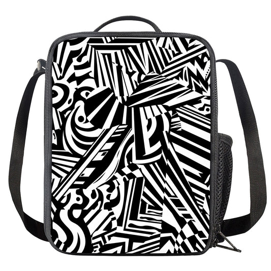 Abstract Dazzle Pattern Print Crossbody Lunch Bag