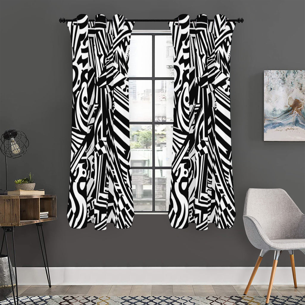 Abstract Dazzle Pattern Print Curtain