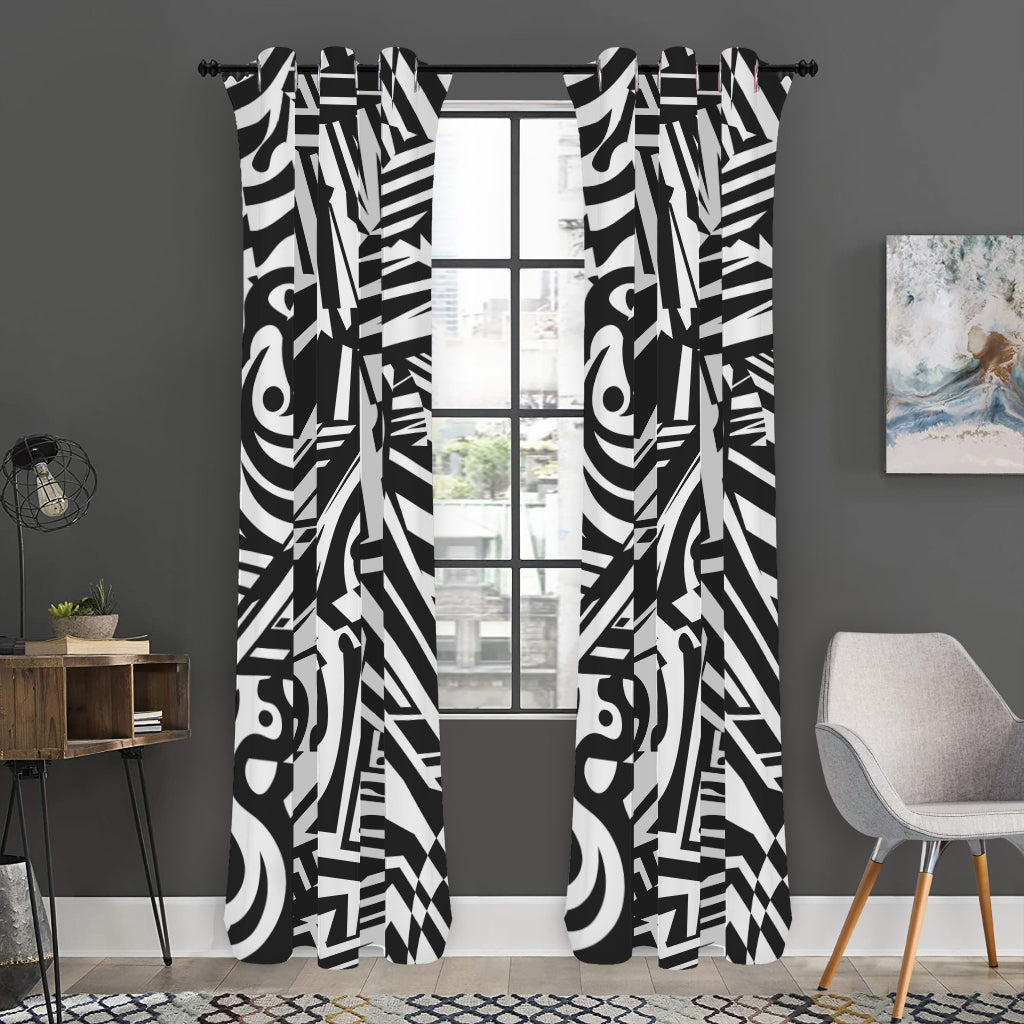 Abstract Dazzle Pattern Print Curtain