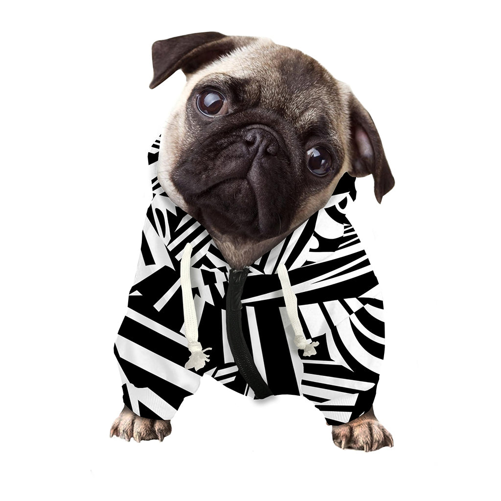 Abstract Dazzle Pattern Print Dog Zip Up Hoodie