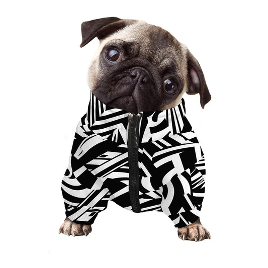 Abstract Dazzle Pattern Print Dog Zip Up Jacket