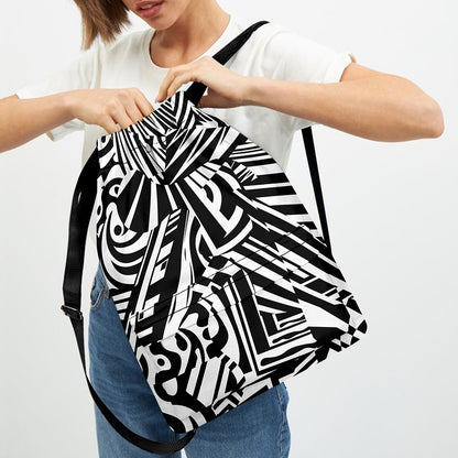 Abstract Dazzle Pattern Print Drawstring Backpack