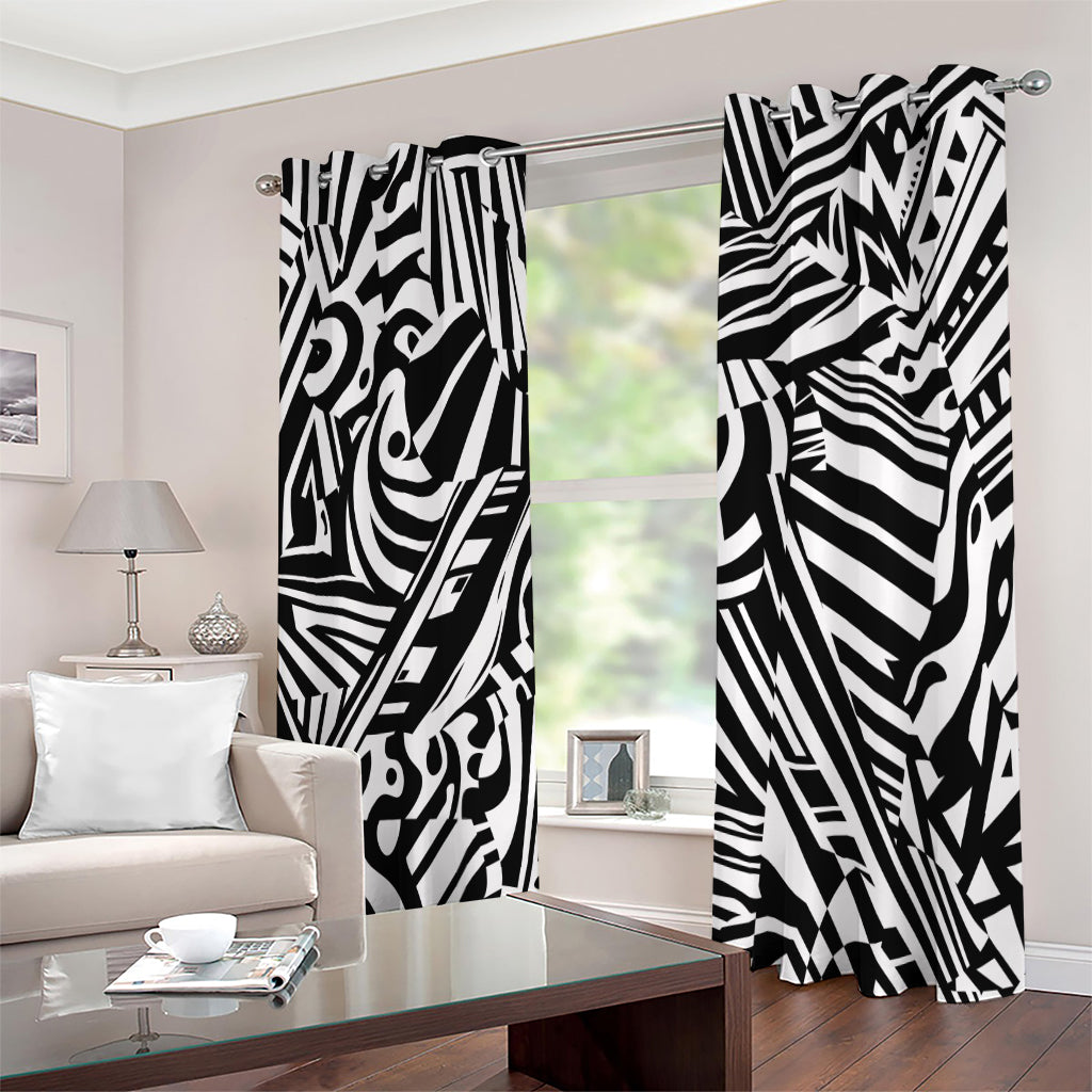 Abstract Dazzle Pattern Print Extra Wide Grommet Curtains