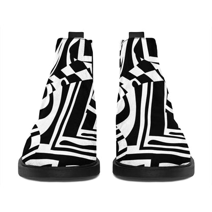Abstract Dazzle Pattern Print Flat Ankle Boots