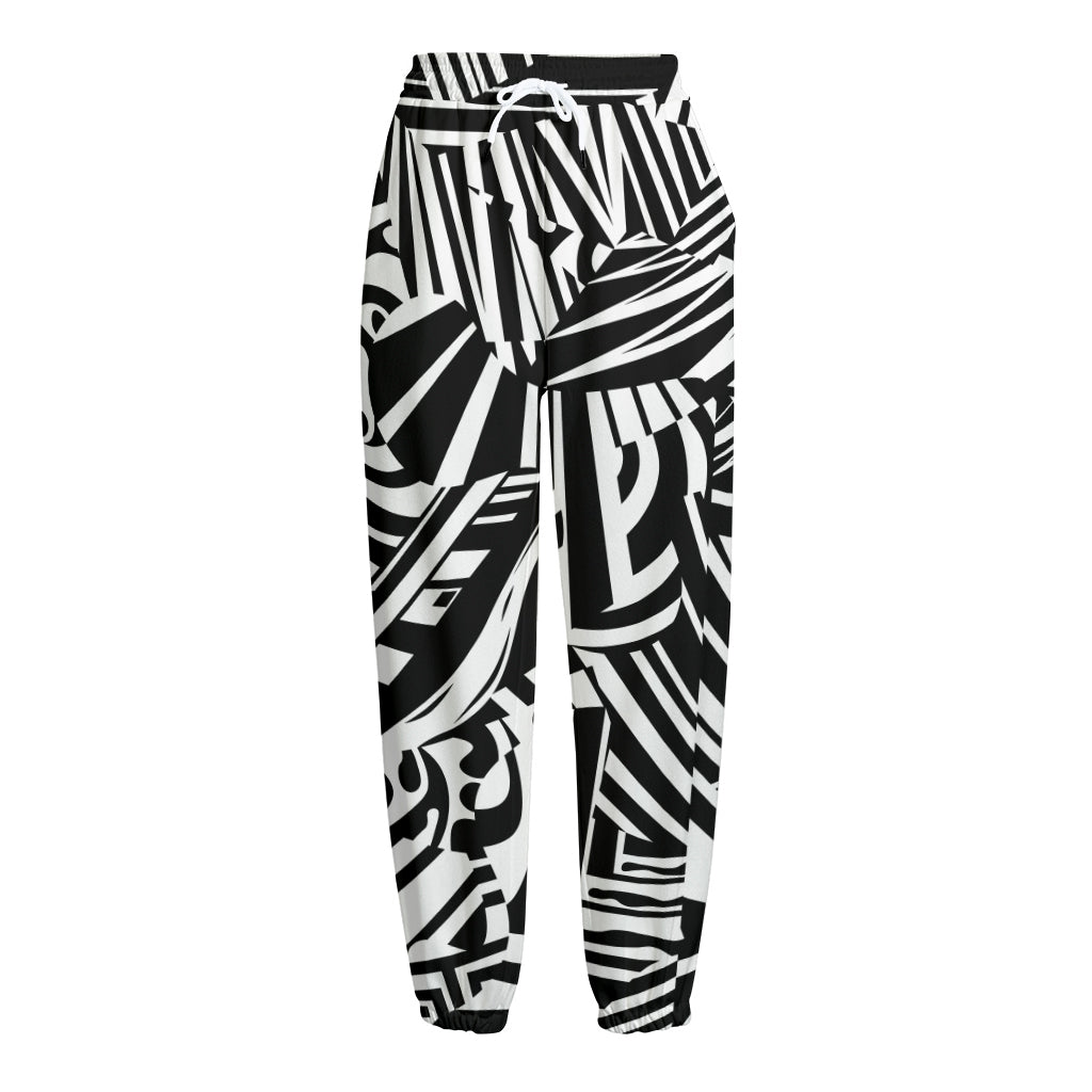 Abstract Dazzle Pattern Print Fleece Lined Knit Pants