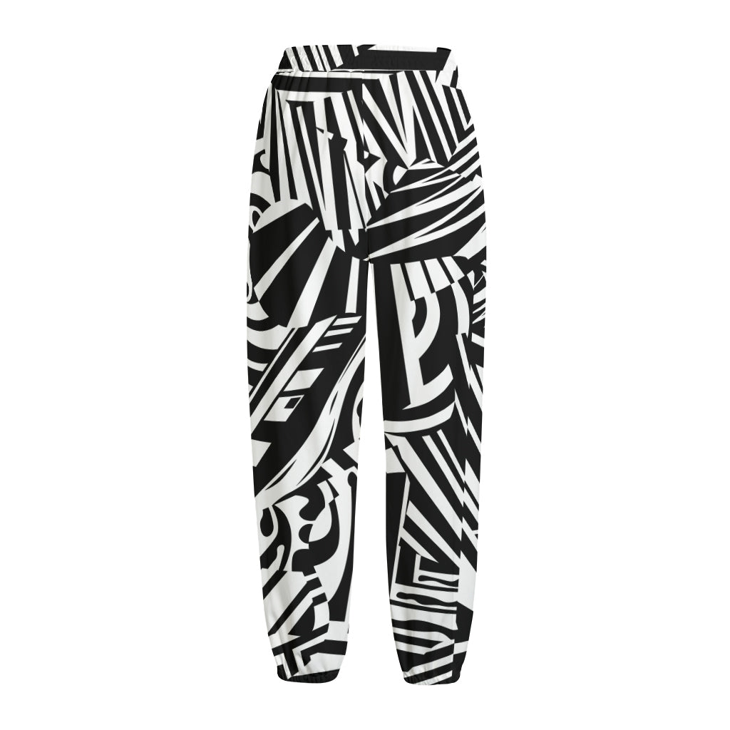Abstract Dazzle Pattern Print Fleece Lined Knit Pants