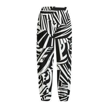 Abstract Dazzle Pattern Print Fleece Lined Knit Pants