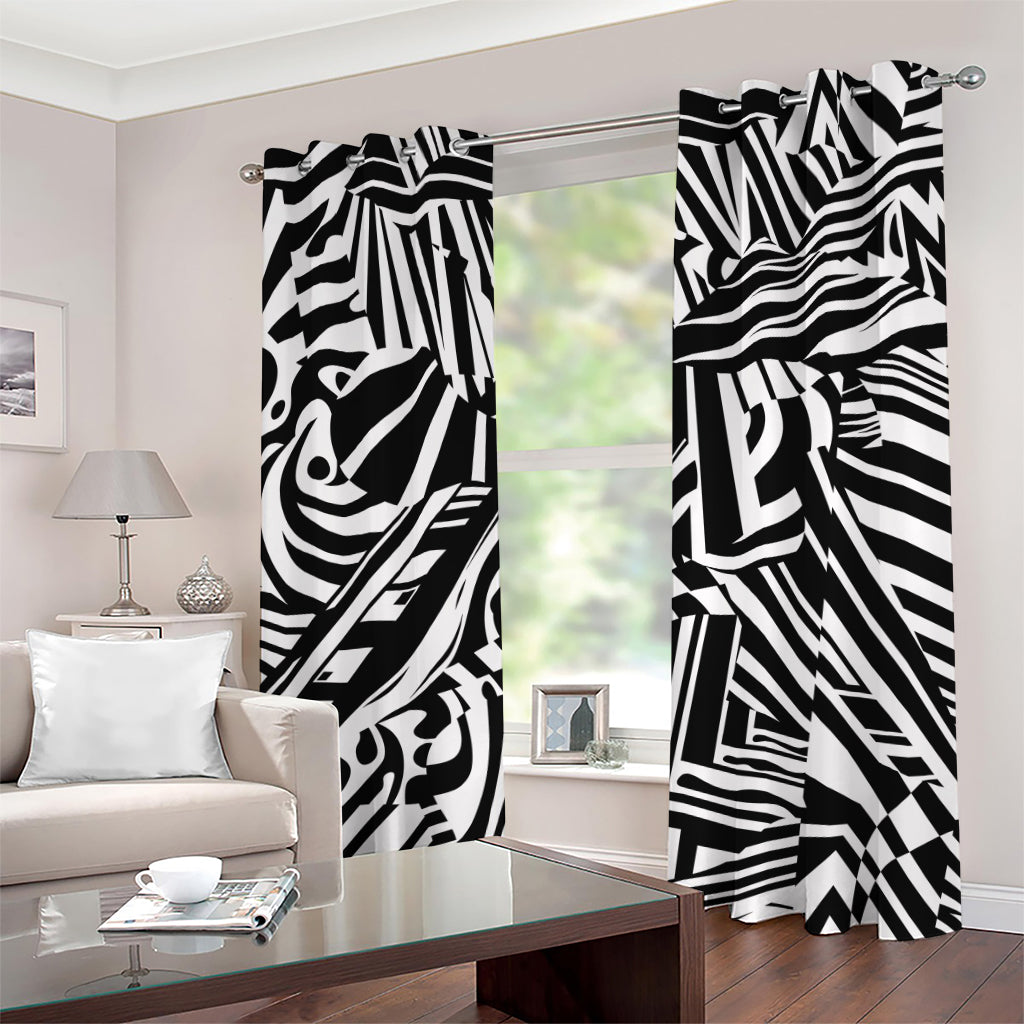 Abstract Dazzle Pattern Print Grommet Curtains