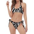 Abstract Dazzle Pattern Print Halter Scoop Tie Side Bikini