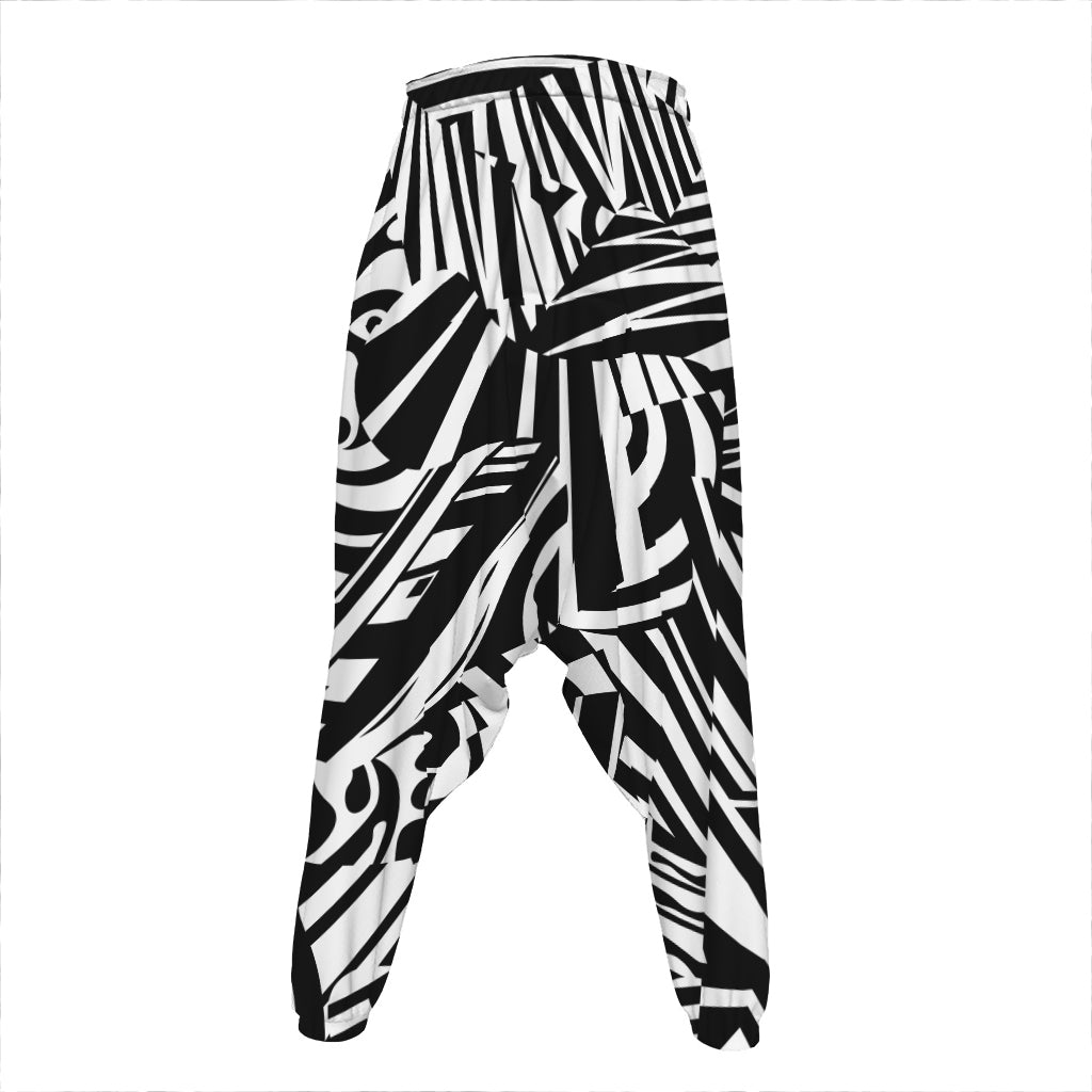 Abstract Dazzle Pattern Print Hammer Pants