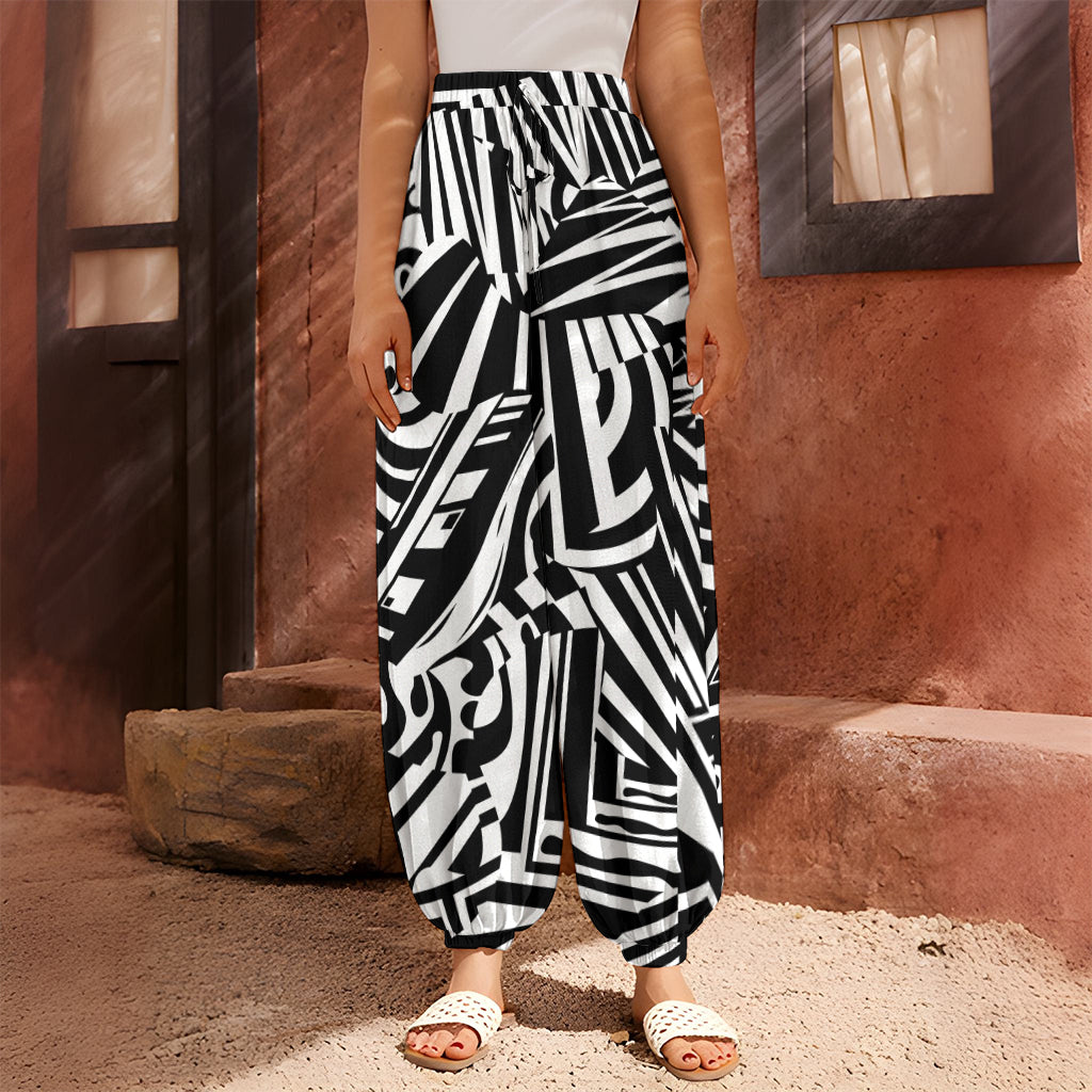 Abstract Dazzle Pattern Print Harem Pants