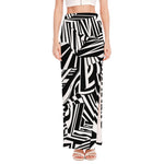 Abstract Dazzle Pattern Print High Slit Maxi Skirt