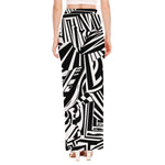 Abstract Dazzle Pattern Print High Slit Maxi Skirt