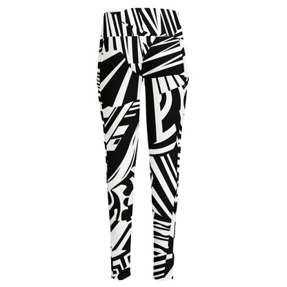 Abstract Dazzle Pattern Print High-Waisted Pocket Leggings