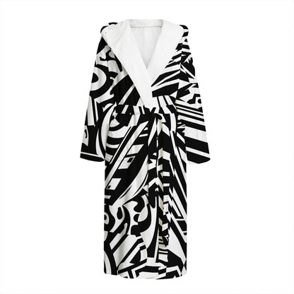 Abstract Dazzle Pattern Print Hooded Bathrobe