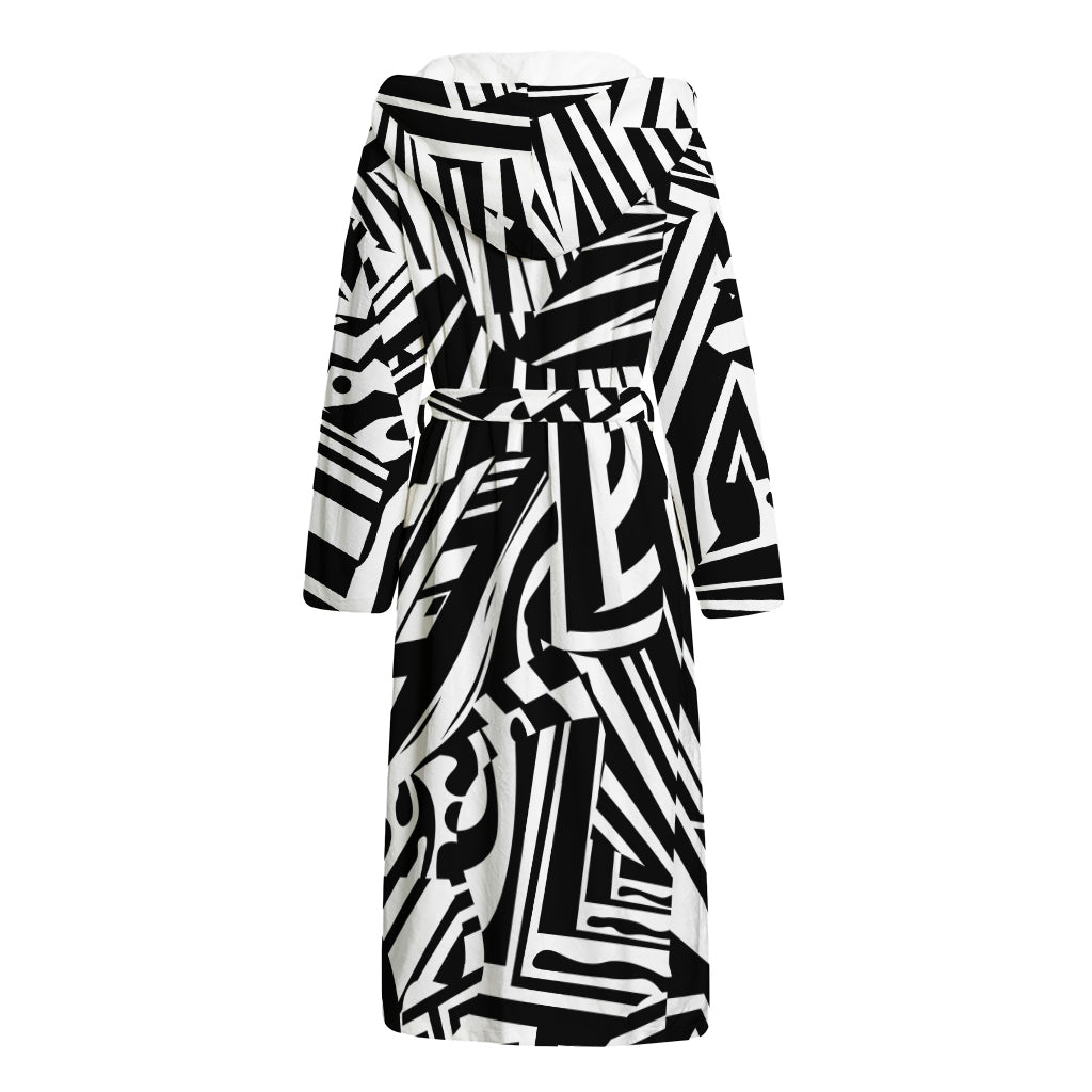 Abstract Dazzle Pattern Print Hooded Bathrobe