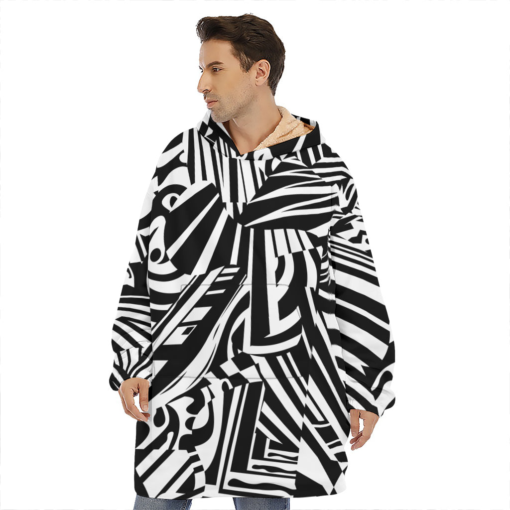Abstract Dazzle Pattern Print Hoodie Blanket