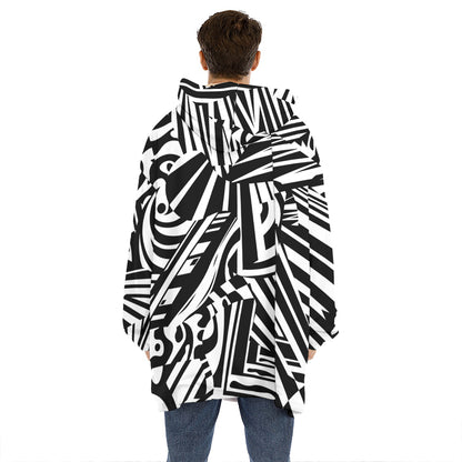 Abstract Dazzle Pattern Print Hoodie Blanket