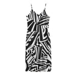 Abstract Dazzle Pattern Print Jersey Midi Cami Dress