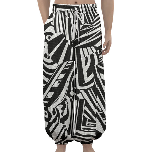 Abstract Dazzle Pattern Print Lantern Pants